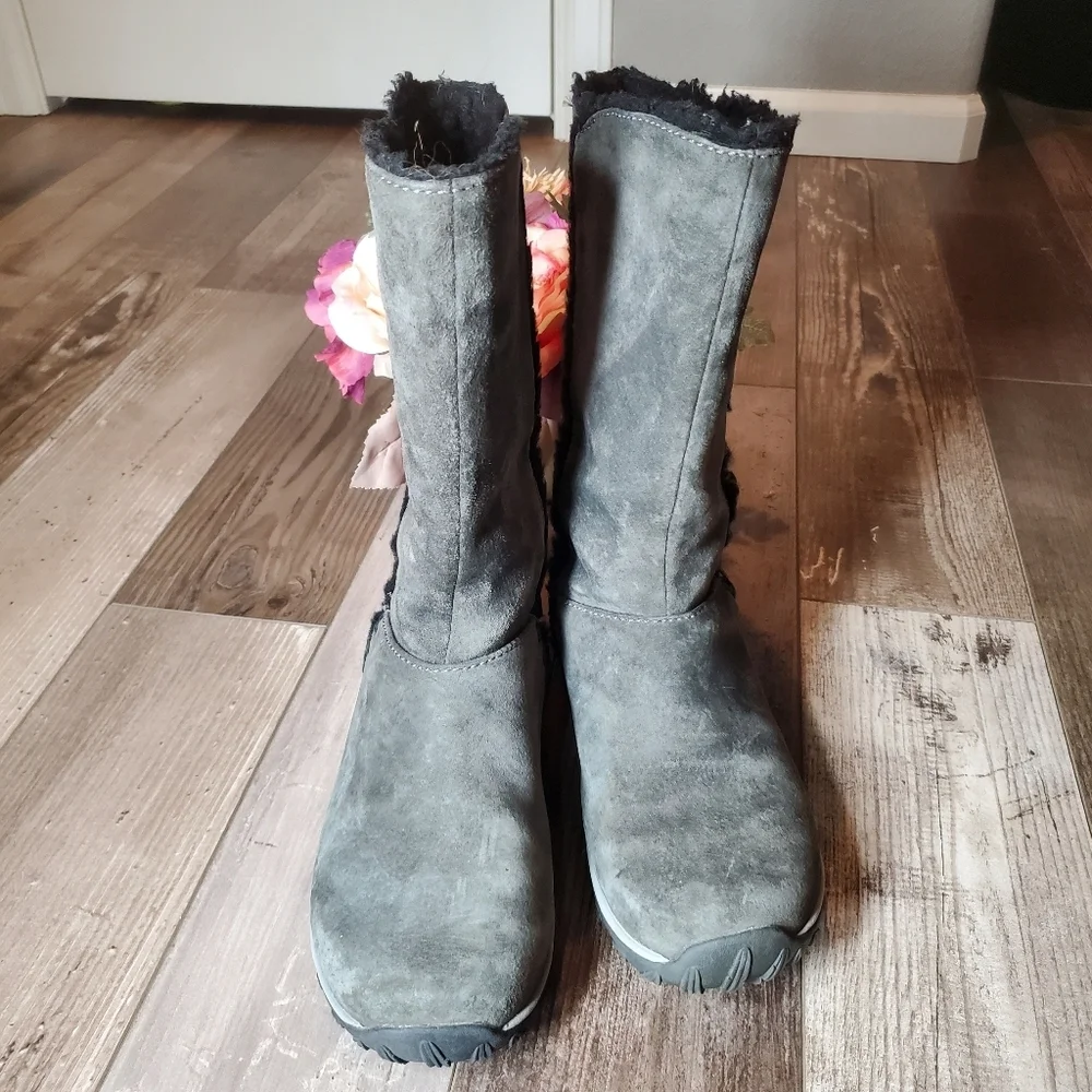 Patagonia Lugano Waterproof Leather Polartec Insulated Boots Size 7 Forge Grey